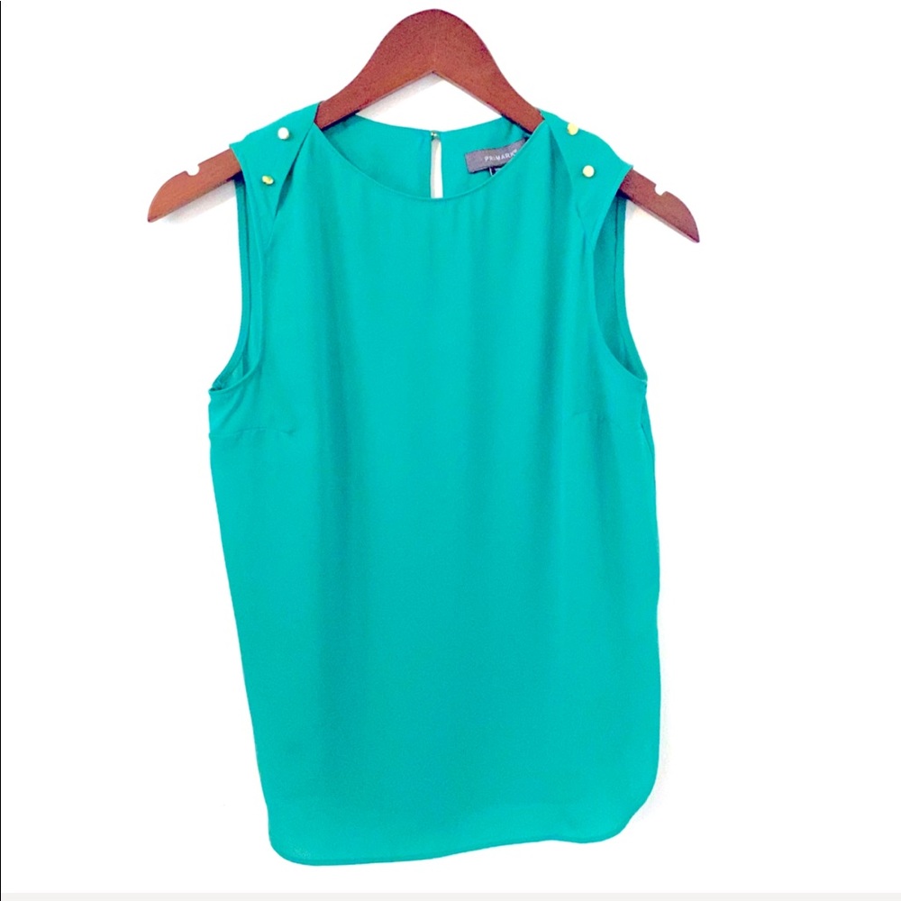 Teal blue gold stud sleeveless top small